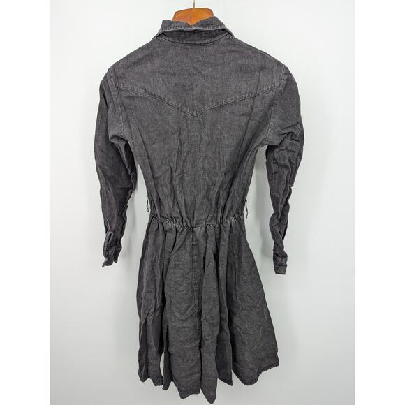 VTG WC Western Collection Denim Dress Petite Dark Gray USA Made Fit & Flare - Picture 3 of 6